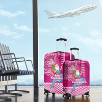 Hawaii Mele Kalikimaka Luggage Cover Santa Riding The DolPhin Mix Kakau Pattern Pink Style LT03 - Polynesian Pride