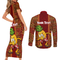 Custom Hawaii Couples Matching Short Sleeve Bodycon Dress and Long Sleeve Button Shirt Aloha Funny Pineapple Mix Kakau Hawaiian Tribal LT03 - Polynesian Pride