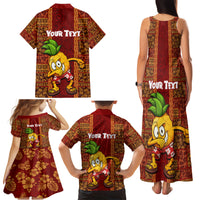 Custom Hawaii Family Matching Tank Maxi Dress and Hawaiian Shirt Aloha Funny Pineapple Mix Kakau Hawaiian Tribal LT03 - Polynesian Pride