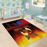 Samoan Siva Afi Area Rug Tribal Performers of Samoan Fire Knife Dancing