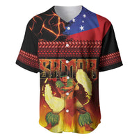 Samoan Siva Afi Baseball Jersey Tribal Performers of Samoan Fire Knife Dancing LT03 Black - Polynesian Pride