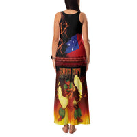 Samoan Siva Afi Family Matching Tank Maxi Dress and Hawaiian Shirt Tribal Performers of Samoan Fire Knife Dancing