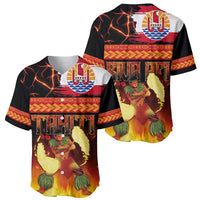 Tahitian Siva Afi Baseball Jersey Tribal Performers of Tahitian Fire Knife Dancing LT03 - Polynesian Pride