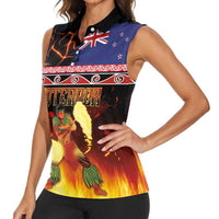 Aotearoa Siva Afi Women Sleeveless Polo Shirt Tribal Performers of Aotearoa Fire Knife Dancing