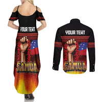 Personalised Samoan Spirit - Samoa Tribal Heritage Couples Matching Summer Maxi Dress and Long Sleeve Button Shirt LT03 - Polynesian Pride