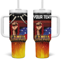 Personalised Samoan Spirit - Samoa Tribal Heritage Tumbler With Handle LT03 One Size: 40 oz Black - Polynesian Pride