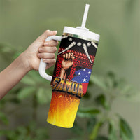 Personalised Samoan Spirit - Samoa Tribal Heritage Tumbler With Handle LT03 - Polynesian Pride
