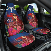 Proud of Samoa Car Seat Cover Ula Nifo with Samoa 685 and Hibiscus Tapa Tribal Pattern LT03 One Size Blue - Polynesian Pride
