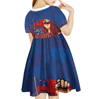 Proud of Samoa Kid Short Sleeve Dress Ula Nifo with Samoa 685 and Hibiscus Tapa Tribal Pattern