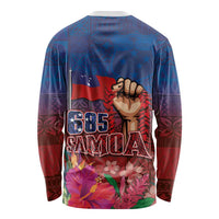 Proud of Samoa Long Sleeve Shirt Ula Nifo with Samoa 685 and Hibiscus Tapa Tribal Pattern LT03 - Polynesian Pride