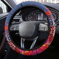 Proud of Samoa Steering Wheel Cover Ula Nifo with Samoa 685 and Hibiscus Tapa Tribal Pattern LT03 - Polynesian Pride