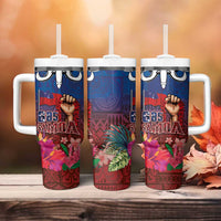 Proud of Samoa 685 Tumbler With Handle Ula Nifo and Hibiscus Tapa Tribal Pattern