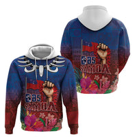 Proud of Samoa Zip Hoodie Ula Nifo with Samoa 685 and Hibiscus Tapa Tribal Pattern LT03 - Polynesian Pride