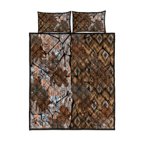 Fiji Masi Tapa Tribal Quilt Bed Set Old Hibiscus Vintage Style LT03 Brown - Polynesian Pride