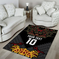 Custom New Zealand Rugby Area Rug Black Fern Maori Tribal Pattern