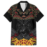 Custom New Zealand Rugby Family Matching Off Shoulder Maxi Dress and Hawaiian Shirt Black Fern Maori Tribal Pattern LT03 Dad's Shirt - Short Sleeve Black - Polynesian Pride