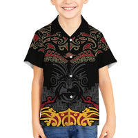 Custom New Zealand Rugby Family Matching Off Shoulder Maxi Dress and Hawaiian Shirt Black Fern Maori Tribal Pattern LT03 Son's Shirt Black - Polynesian Pride
