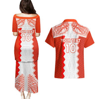 Custom Tonga Rugby Couples Matching Puletasi and Hawaiian Shirt Ikale Tahi Ngatu Tribal Pattern LT03 - Polynesian Pride