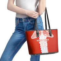 Custom Tonga Rugby Leather Tote Bag Ikale Tahi Ngatu Tribal Pattern