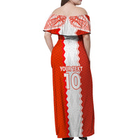 Custom Tonga Rugby Off Shoulder Maxi Dress Ikale Tahi Ngatu Tribal Pattern LT03 - Polynesian Pride