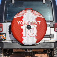 Custom Tonga Rugby Spare Tire Cover Ikale Tahi Ngatu Tribal Pattern LT03 Orange - Polynesian Pride