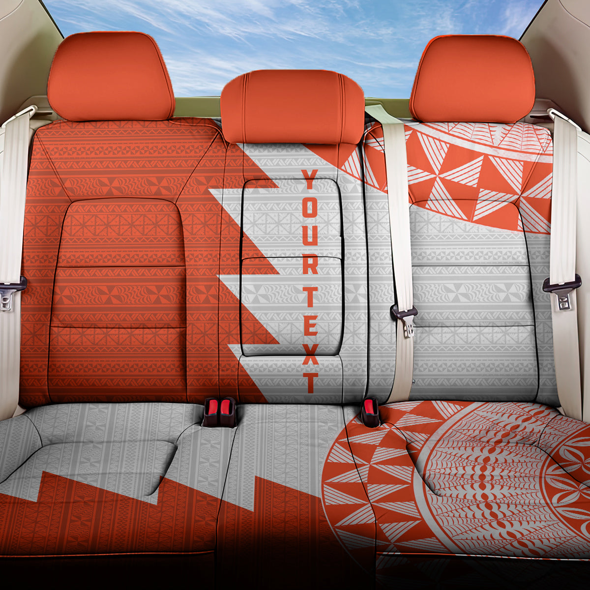 Custom Tonga Rugby Back Car Seat Cover Ikale Tahi Ngatu Tribal Pattern Half Style