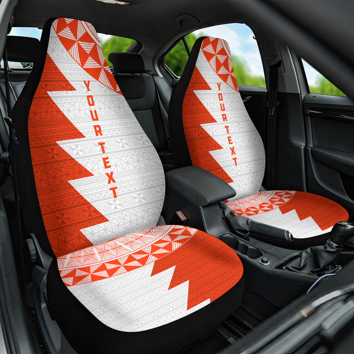 Custom Tonga Rugby Car Seat Cover Ikale Tahi Ngatu Tribal Pattern Half Style