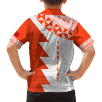 Custom Tonga Rugby Family Matching Off Shoulder Maxi Dress and Hawaiian Shirt Ikale Tahi Ngatu Tribal Pattern Half Style LT03 - Polynesian Pride