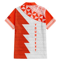 Custom Tonga Rugby Family Matching Off Shoulder Maxi Dress and Hawaiian Shirt Ikale Tahi Ngatu Tribal Pattern Half Style LT03 - Polynesian Pride