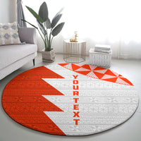 Custom Tonga Rugby Round Carpet Ikale Tahi Ngatu Tribal Pattern Half Style LT03 - Polynesian Pride