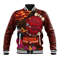 American Samoa Manulele Tausala Nu'uuli Baseball Jacket Tatau Art Pattern with Tropical Plants