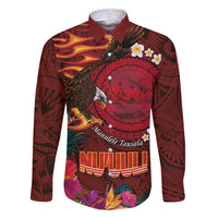 American Samoa Manulele Tausala Nu'uuli Family Matching Off Shoulder Maxi Dress and Hawaiian Shirt Tatau Art Pattern with Tropical Plants