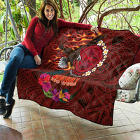 American Samoa Manulele Tausala Nu'uuli Quilt Tatau Art Pattern with Tropical Plants