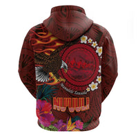 American Samoa Manulele Tausala Nu'uuli Zip Hoodie Tatau Art Pattern with Tropical Plants