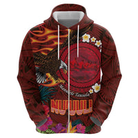 American Samoa Manulele Tausala Nu'uuli Zip Hoodie Tatau Art Pattern with Tropical Plants