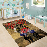 Australia and New Zealand ANZAC Day Area Rug Kangaroo and Kiwi Bird Soldier-Honor and Remember Vintage Style