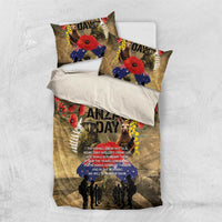 Australia and New Zealand ANZAC Day Bedding Set Kangaroo and Kiwi Bird Soldier-Honor and Remember Vintage Style
