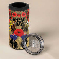 Australia and New Zealand ANZAC Day 4 in 1 Can Cooler Tumbler Kangaroo and Kiwi Bird Soldier-Honor and Remember Vintage Style