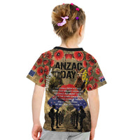 Australia and New Zealand ANZAC Day Kid T Shirt Kangaroo and Kiwi Bird Soldier-Honor and Remember Vintage Style