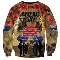 Australia and New Zealand ANZAC Day Sweatshirt Kangaroo and Kiwi Bird Soldier-Honor and Remember Vintage Style