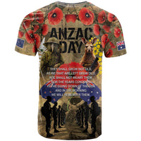 Australia and New Zealand ANZAC Day T Shirt Kangaroo and Kiwi Bird Soldier-Honor and Remember Vintage Style