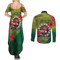 Cook Islands ANDAC Day Couples Matching Summer Maxi Dress and Long Sleeve Button Shirt Honor and Remember Soliders-Forever in My Thoughts Grunge Style