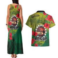 Cook Islands ANDAC Day Couples Matching Tank Maxi Dress and Hawaiian Shirt Honor and Remember Soliders-Forever in My Thoughts Grunge Style