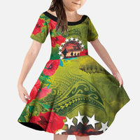 Cook Islands ANDAC Day Family Matching Long Sleeve Bodycon Dress and Hawaiian Shirt Honor and Remember Soliders-Forever in My Thoughts Grunge Style