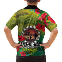 Cook Islands ANDAC Day Family Matching Off Shoulder Maxi Dress and Hawaiian Shirt Honor and Remember Soliders-Forever in My Thoughts Grunge Style LT03 - Polynesian Pride
