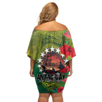Cook Islands ANDAC Day Family Matching Off Shoulder Short Dress and Hawaiian Shirt Honor and Remember Soliders-Forever in My Thoughts Grunge Style