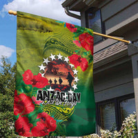 Cook Islands ANDAC Day Garden Flag Honor and Remember Soliders-Forever in My Thoughts Grunge Style