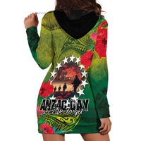 Cook Islands ANDAC Day Hoodie Dress Honor and Remember Soliders-Forever in My Thoughts Grunge Style LT03 - Polynesian Pride