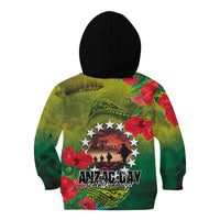 Cook Islands ANDAC Day Kid Hoodie Honor and Remember Soliders-Forever in My Thoughts Grunge Style