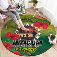 Cook Islands ANDAC Day Round Carpet Honor and Remember Soliders-Forever in My Thoughts Grunge Style